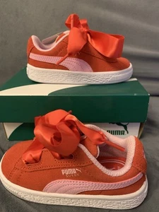 NEW Puma Pale Pink/Red Suede Infant Trainers UK 6 Infant Boxed - Picture 1 of 10