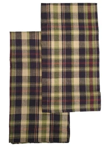 Virah Bellah Green, Black & Gold Garret Plaid Kitchen Towel Set - 2 Dish Towels - Picture 1 of 2