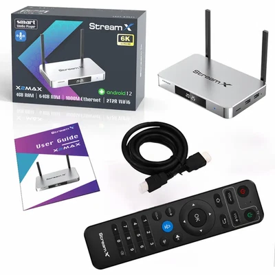 SuperBox StreamX X2 Max 6K Android TV Box 4GB RAM 64GB ROM Voice Control Remote - Image 1 of 4