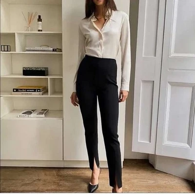 Pantalones de carrera Babaton Atelier Cassatt negros ajustados tiro alto talla 6 Foto 1 de 4