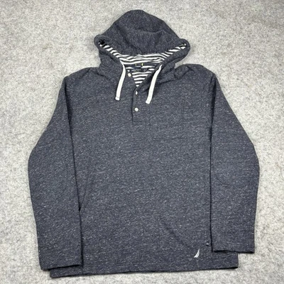 Moletom com capuz Nautica Henley masculino XL azul pulôver preppy - Imagem 1 de 4