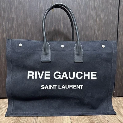 SAINT LAURENT Rive Gauche Camouflage Tote Bag Canvas Black Paris - Image 1 of 4