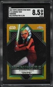 2023 Topps Chrome Star Wars Ahsoka Tano MONIKERS GOLD REFRACTOR /50 - SGC 8.5 - Picture 1 of 2