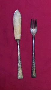 Lot #228 Silver Plated Flatware Revelation II Butter Knife & Cocktail Fork 1953 - Picture 1 of 5