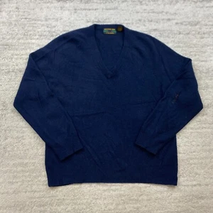 Alexander Julian Cashmere Sweater Medium Blue Golf Trekker Preppy Hiker Mens 90s - Picture 1 of 16