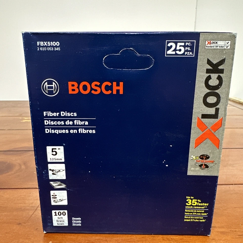 Bosch FBX5100 X-Lock Fiber Discs 5” X 100 Grier 25pk - Image 1 of 3