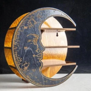 Estante de luna para exhibición de cristal montado en la pared Luna estantes de madera para decoración de pared - Imagen 1 de 13
