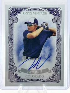 ZAC VEEN 2021 ONYX AUTHENTICATED BLUE INK AUTO /275 ROCKIES #VAZV JT - Picture 1 of 2