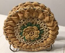Antique CROCHET  NAPKIN HOLDER,  Handmade, Unique and Old