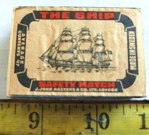 THE SHIP J. JOHN MASTERS & CO. SWEDEN WOODEN MATCHBOX {33} - Picture 1 of 5