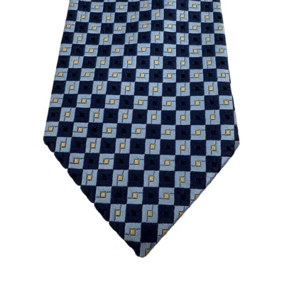 Corbata de cuello Nautica pura seda azul cuadrados geométricos para hombre Foto 1 de 4