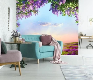 3D Pretty Purple Flowers G919 Wallpaper Wall Murals Removable Self-adhesive Erin - Picture 1 of 11