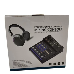 NEW Professional 4-Channel Mixing Console, AUX Paths Plus Effects Processor - Picture 1 of 10