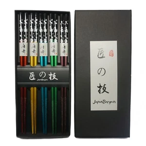 Japanese Style 5 Pair Reusable Sakura 5 Color Wooden Chopsticks Set S-4519 - Picture 1 of 3