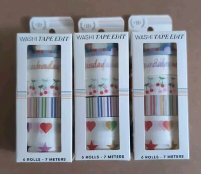 Lot 3 The Home Edit Office Accessories Washi Tape Edit 6 Rolls (18 Total) New - Image 1 of 4