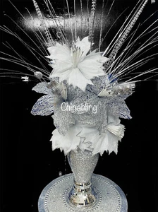 Jarrón de Plata Románico con Flores Acabado Mosaico Espejado Su Italiano 26cm - Imagen 1 de 1