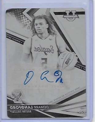 2023 Bowman University black auto plate 1/1 DEMARR LANGFORD Boston College Eagle - Image 1 of 2