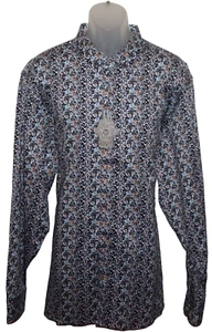 Camisa Visconti Manga Larga ALTA 2XLT Natural Elastizada Abstracta Estampado Salpicaduras Nueva con Etiquetas - Imagen 1 de 9