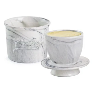 Marble Ceramic Butter Crock with Lid, Countertop Butter Keeper for Spreadable Bu - Picture 1 of 8