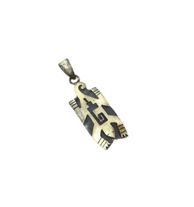 Southwestern 925 Sterling Silver & Black Lizard Gecko Pendant Unisex Geometric - Picture 1 of 5
