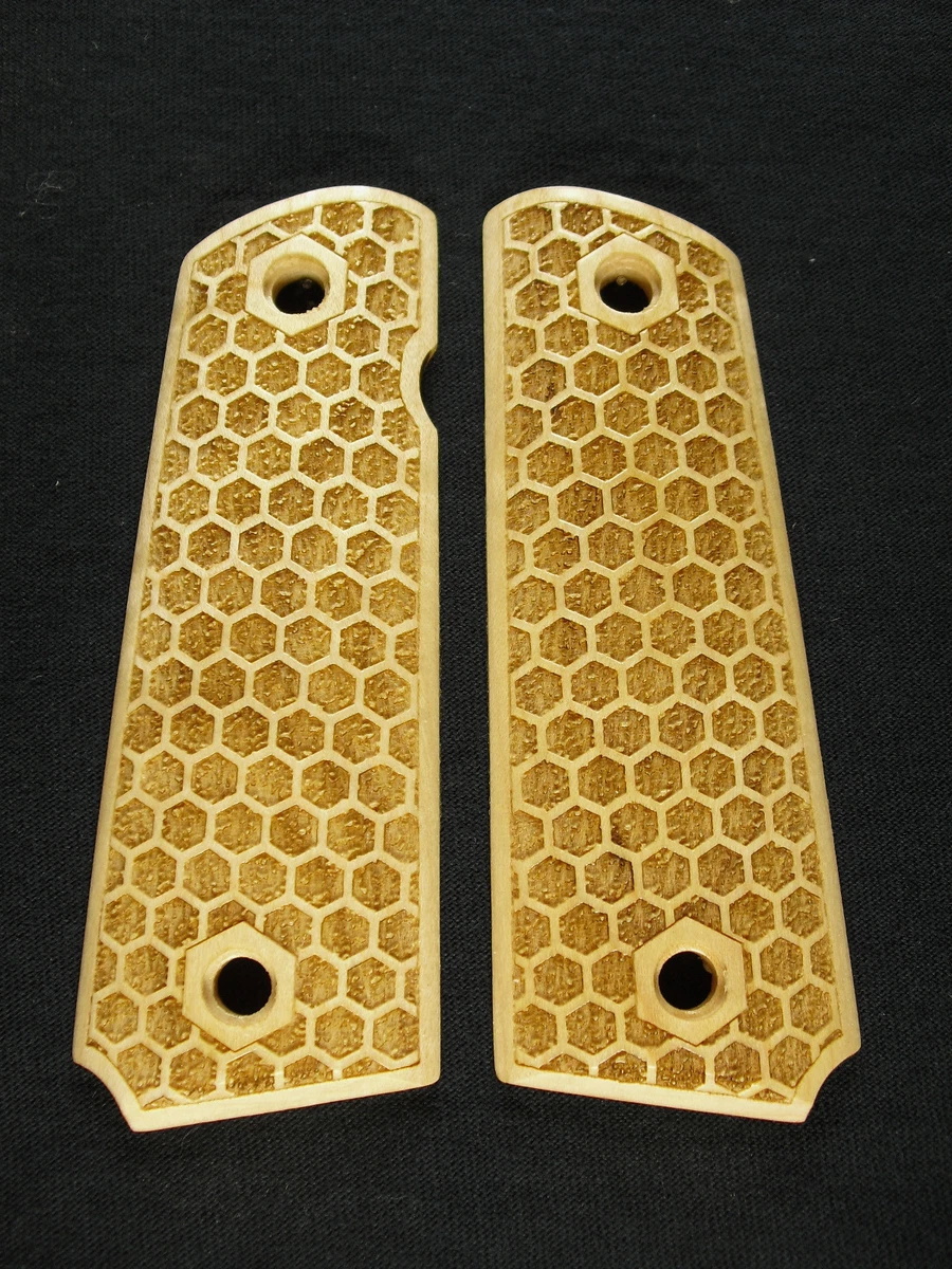 Maple Grim Reaper 1911 Compact Grips - Laser Engraved Hardwood Pistol Grips