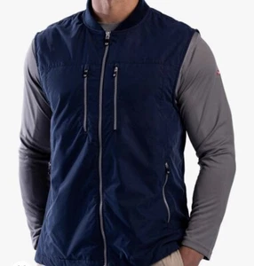 SCOTTeVEST Mens 101 Travel Vest 9 Pocket Full Zip Navy Blue Sz S Lightweight - Picture 1 of 20
