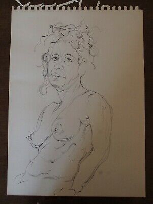 Francesco Bisignano Portrait Femme Nue Female Vieille - Crayon • 60€