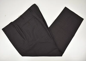 Zanella Todd Stretch Brown Checked Wool Blend Flat Front Trousers Size: 39x29 - Picture 1 of 10