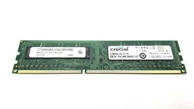 Crucial 2GB 240pin DIMM 256x64 DDR3 Desktop Memory CT25664BA1339.C8F1MD - Image 1 of 3