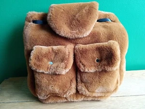 Stylish Rusty Brown Faux Fur Teddy Fabric Mini Backpack by Marks and Spencer - Picture 1 of 8