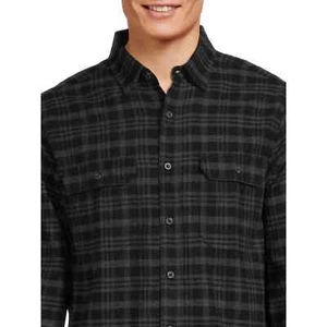 Camisa de franela manga larga George para hombre negra hollín a cuadros talla S (34-36) - Imagen 1 de 5