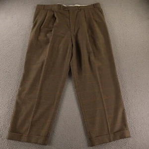 VTG Polo Ralph Lauren Pants Mens 42 Brown Gun Check Houndstooth 100% Wool 42x28 - Picture 1 of 13