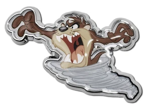looney tunes tasmanian devil chrome auto emblem decal usa made - Picture 1 of 1