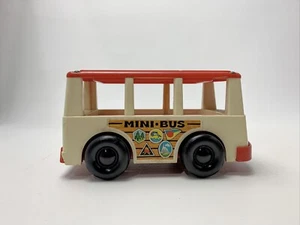 Minibús Fisher Price Little People vintage blanco rojo 1969 #141 - Imagen 1 de 7