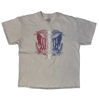 Cowboy Up Red White & Bllue USA Flag Bald Eagle Logo Tshirt - XL - Image 1 of 3