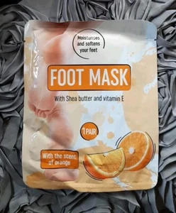 Fußmaske " Orange " Foot Mask Fußpeeling Sheabutter für weiche Füße 1 Paar Neu - Bild 1 von 1
