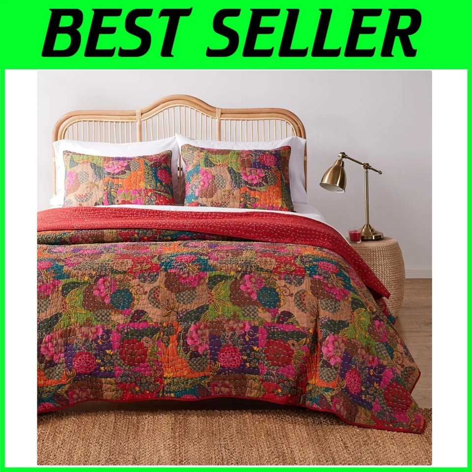 Indian Sari Inspired Quilt Set - Full/Queen - Image 1 of 4