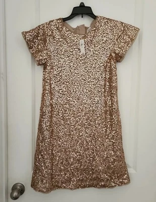 Nuevo con etiquetas Vestido Gap Niños Niñas Brillante Dorado/Cobre Lentejuelas Talla XL 12 Foto 1 de 4
