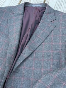 Ermenegildo Zegna 3/2 Flanell grau rot Windowpane Check Sportcoat EU56 US 46L - Bild 1 von 9