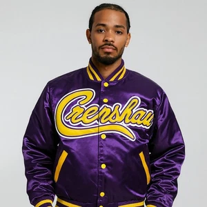 Headgear Classics Crenshaw Jacket LeBron James 23 Purple Satin Bomber New Ltd Ed - Picture 1 of 11