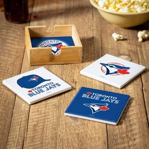 Toronto Blue Jays Keramik Untersetzer Set, 4 Stück mit Holzbehälter - Bild 1 von 4