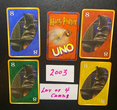 HARRY POTTER   UNO 2003  Lot of 4   Sorting Hat  Cards - Image 1 of 2