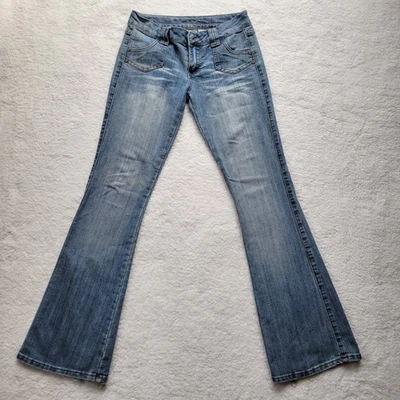 Pantalones de mezclilla Mudd para mujer talla 1 azul lavado claro acampanados Y2K retro Foto 1 de 4