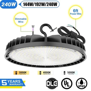 240W UFO Led High Bay Light Warehouse Shop Lights Dimmable CCT 3000K/4000K/5000K - Picture 1 of 10
