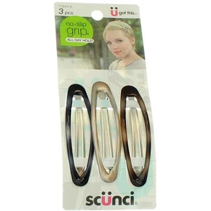 4 Pack Scunci No Slip Grip All day hold Hair Barrettes, 3 Ct - Picture 1 of 2