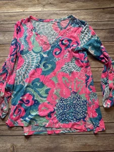 Top de regata de algodón Lilly Pulitzer Pima con mangas convertibles XS coral - Imagen 1 de 7
