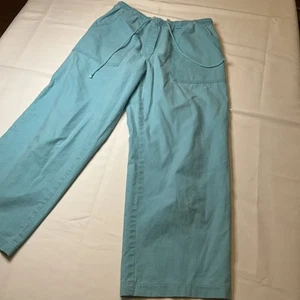 LL Bean Women's Blue Classic Fit Wide Leg Cropped Pull On Pants Size Small Petit - Picture 1 of 10