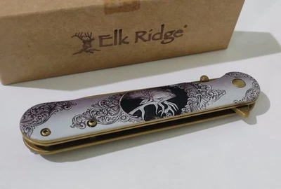 ELK R. BUCK THUMB STUD POCKET CLIP HUNTING POCKET KNIFE GOLD TiNi 3Cr13MoV !!! - Image 1 of 4