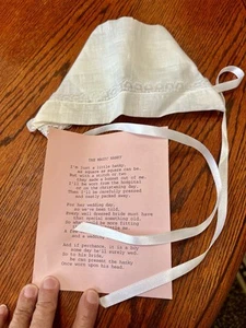 Vintage The Magic Hanky Hand Made Cotton Lace Bonnet Never Used - Picture 1 of 8