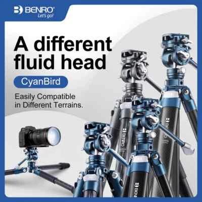 Benro CyanBird Blue bird Carbon Fiber Tripod  Aluminum Tripod w Video/Fluid Head - Image 1 of 4